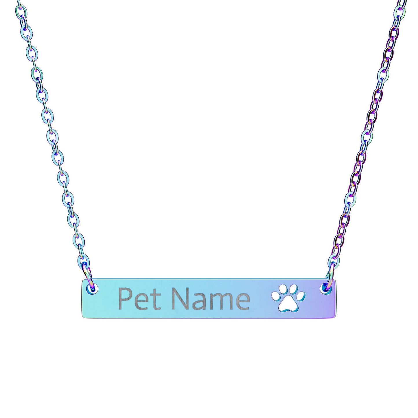 Cutout Paw Bar Necklace (Engraving)