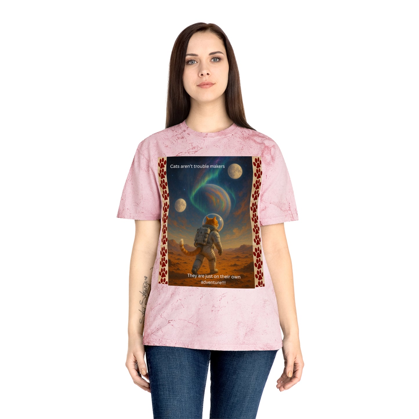 Not Trouble, Just Adventure – Cat Astronaut Graphic Tee