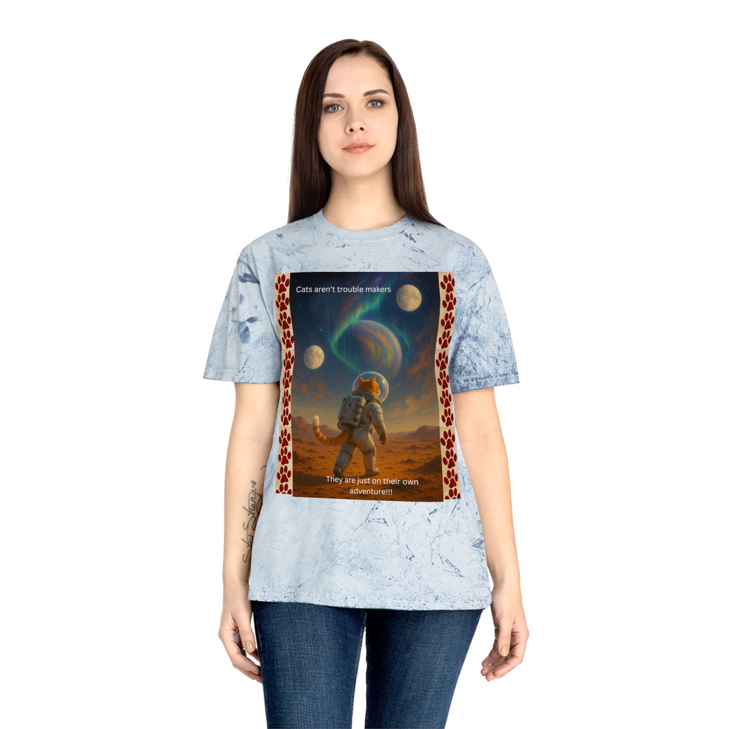 Not Trouble, Just Adventure – Cat Astronaut Graphic Tee