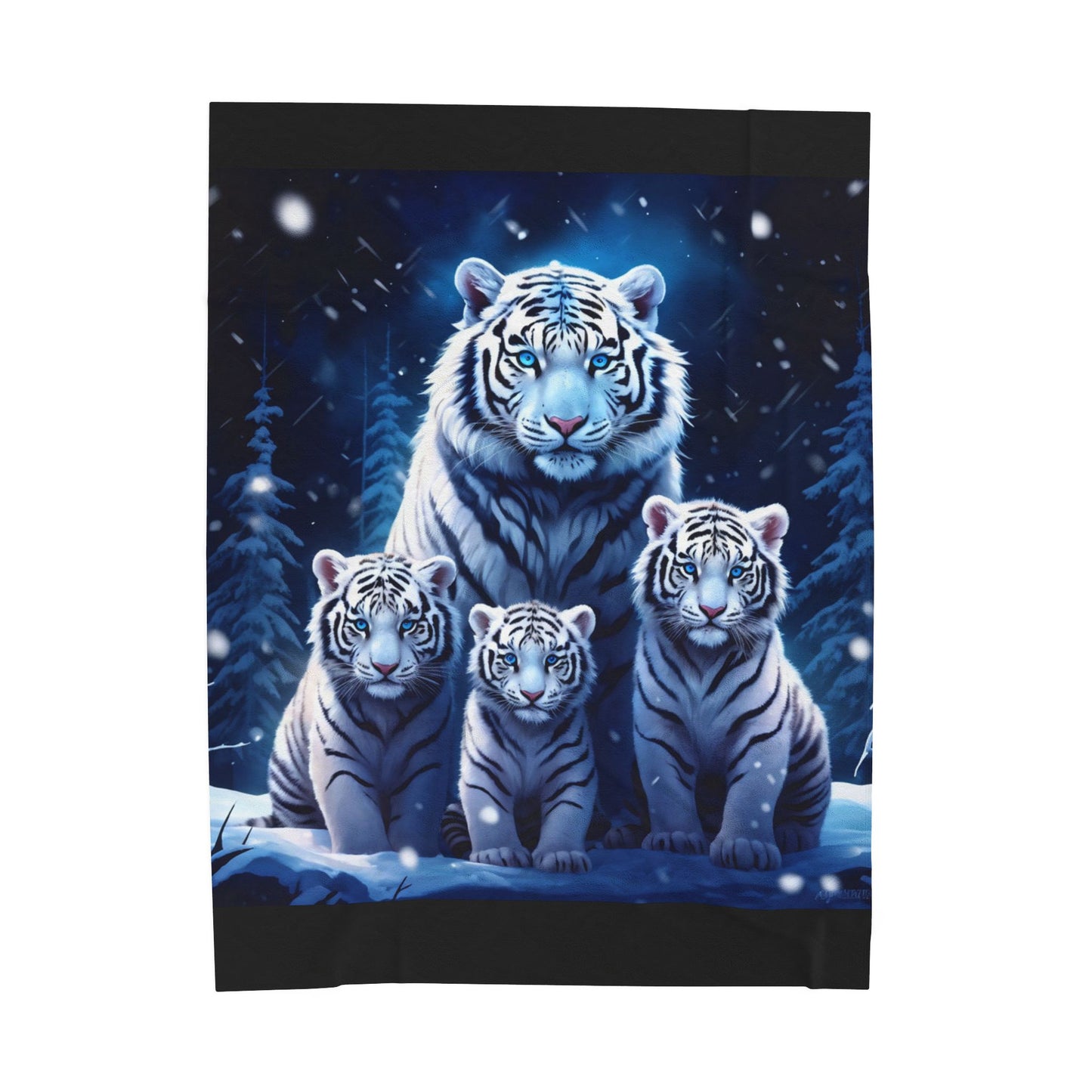 Moonlit White Tiger Plush Blanket – Luxury Velveteen Cozy Throw