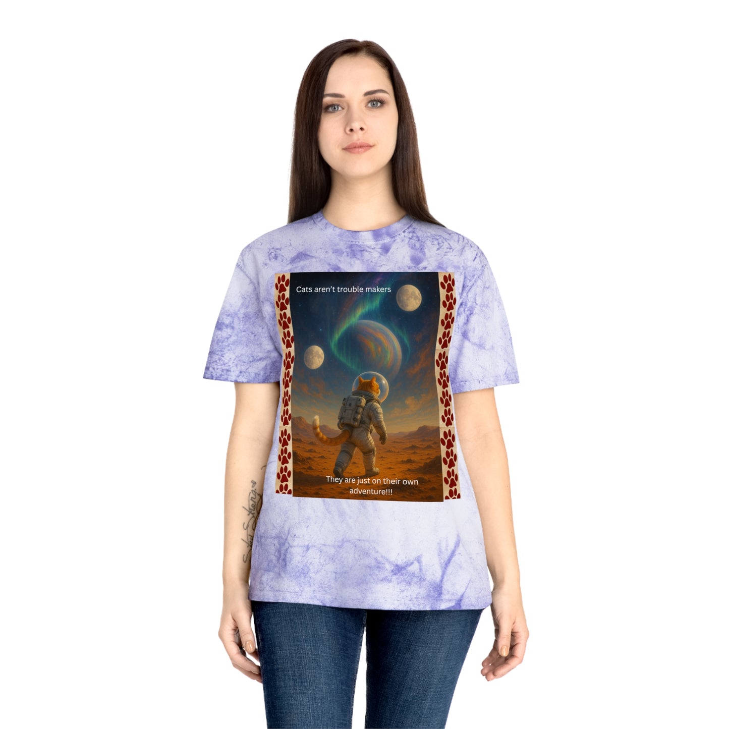 Not Trouble, Just Adventure – Cat Astronaut Graphic Tee