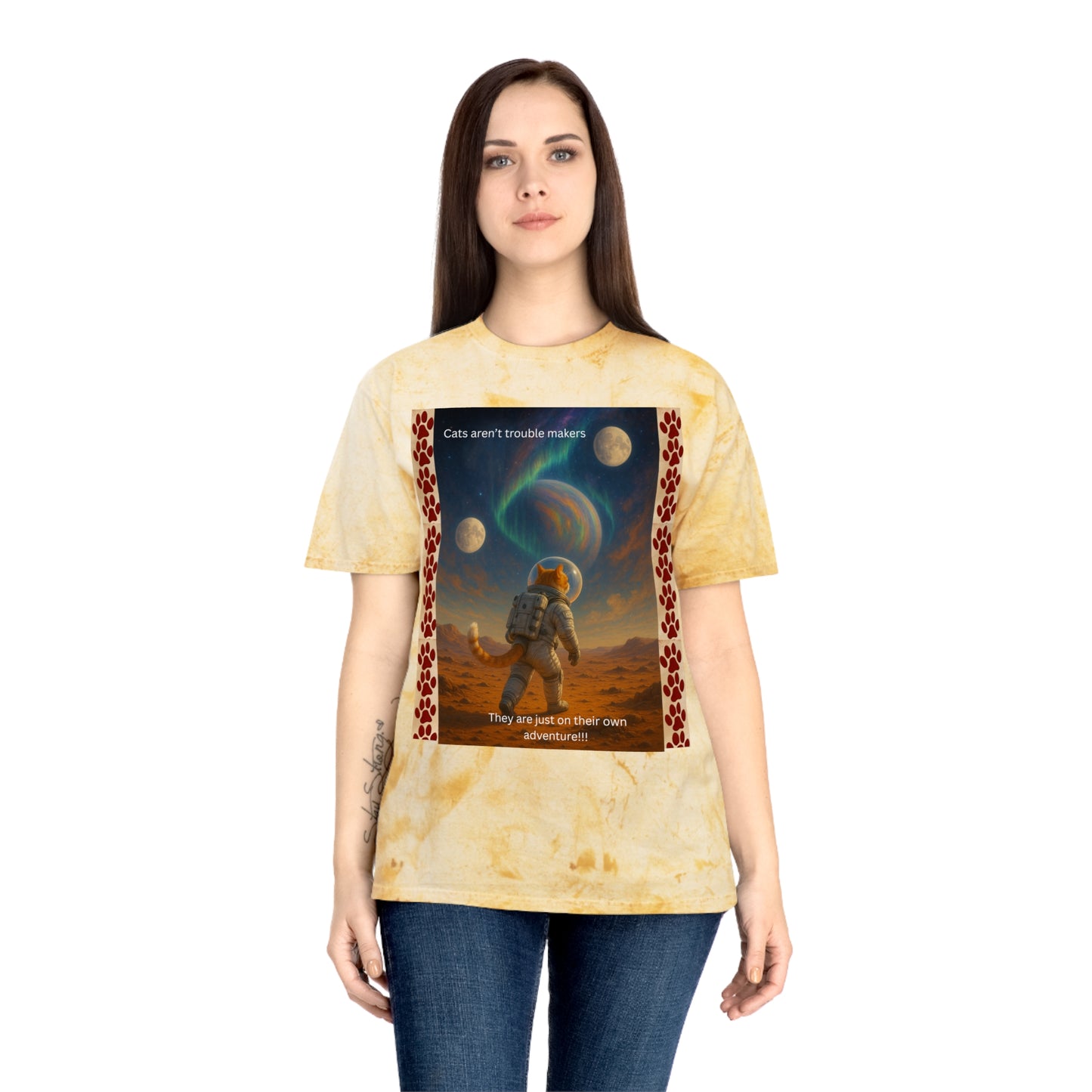 Not Trouble, Just Adventure – Cat Astronaut Graphic Tee