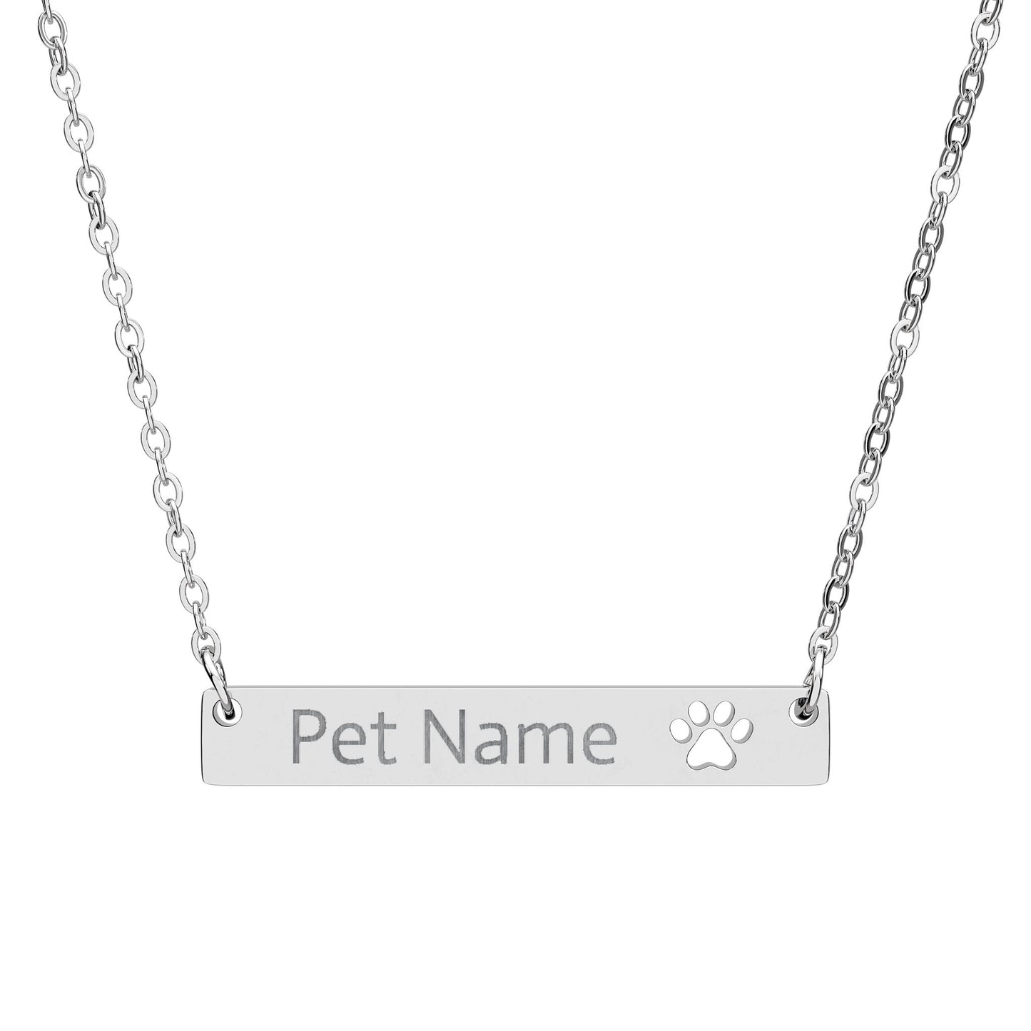 Cutout Paw Bar Necklace (Engraving)