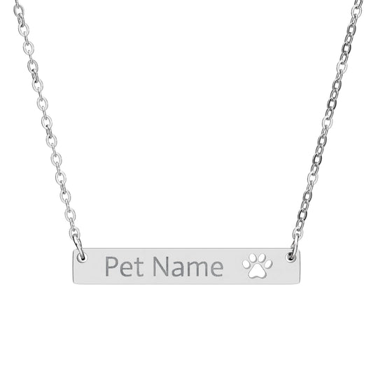 Cutout Paw Bar Necklace (Engraving)