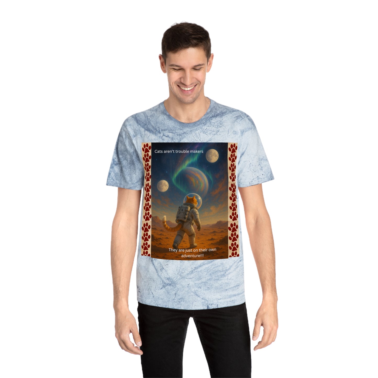 Not Trouble, Just Adventure – Cat Astronaut Graphic Tee