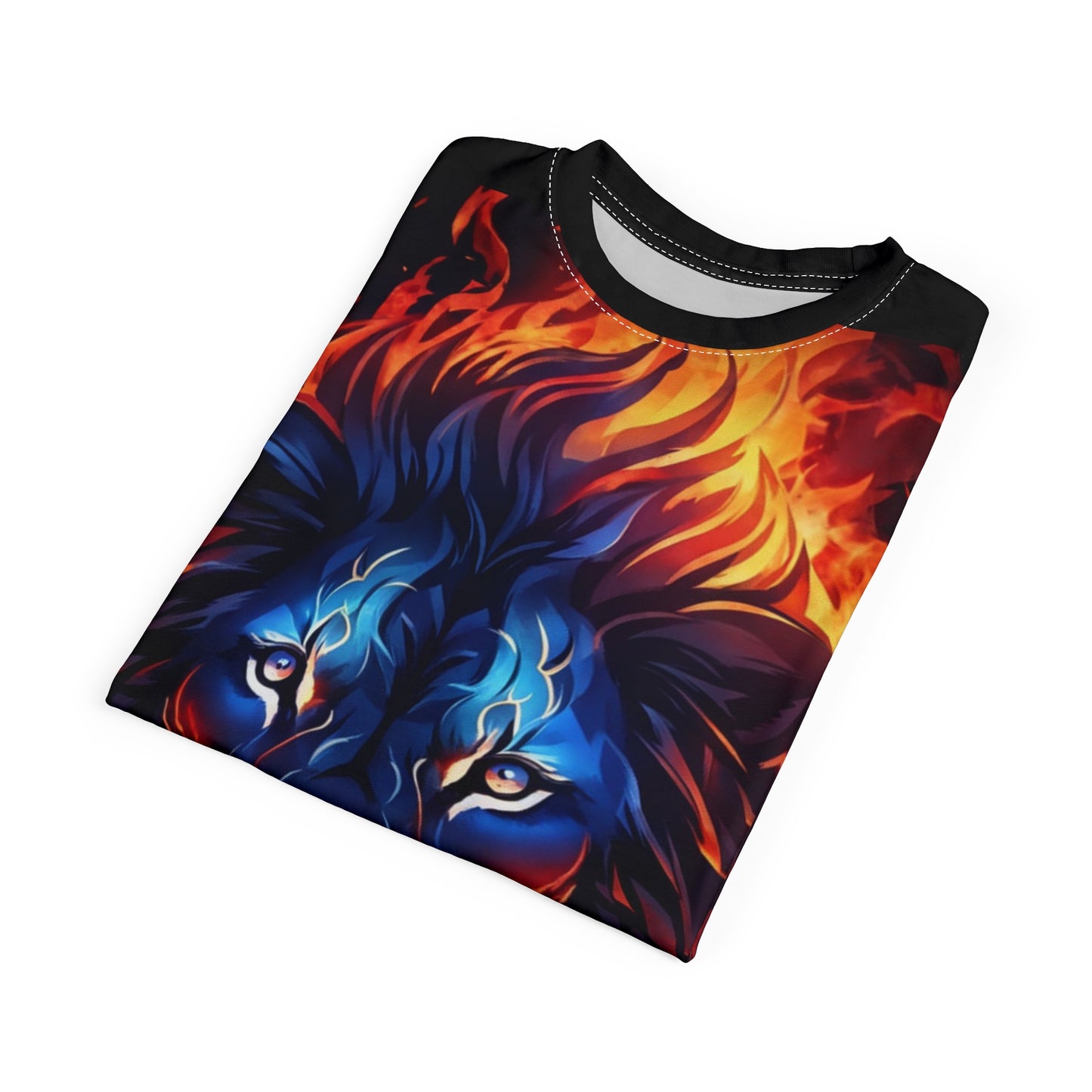 Flame Lion Unisex Graphic Tee – All-Over Print Statement Shirt