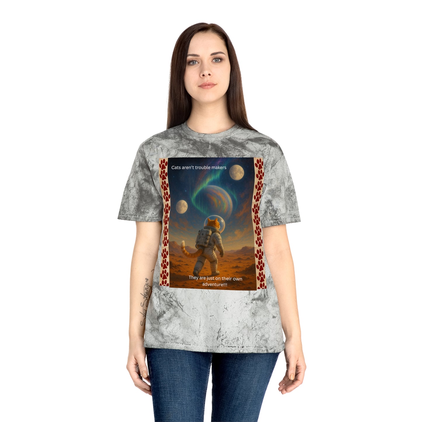 Not Trouble, Just Adventure – Cat Astronaut Graphic Tee