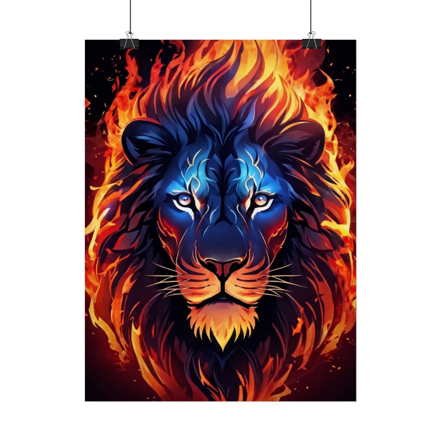 Flaming Lion Wall Art Print – Fierce Fire Lion Artwork, Bold Animal Decor, Powerful Lion Poster, Modern Statement Wall Art