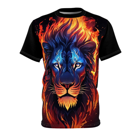 Flame Lion Unisex Graphic Tee – All-Over Print Statement Shirt