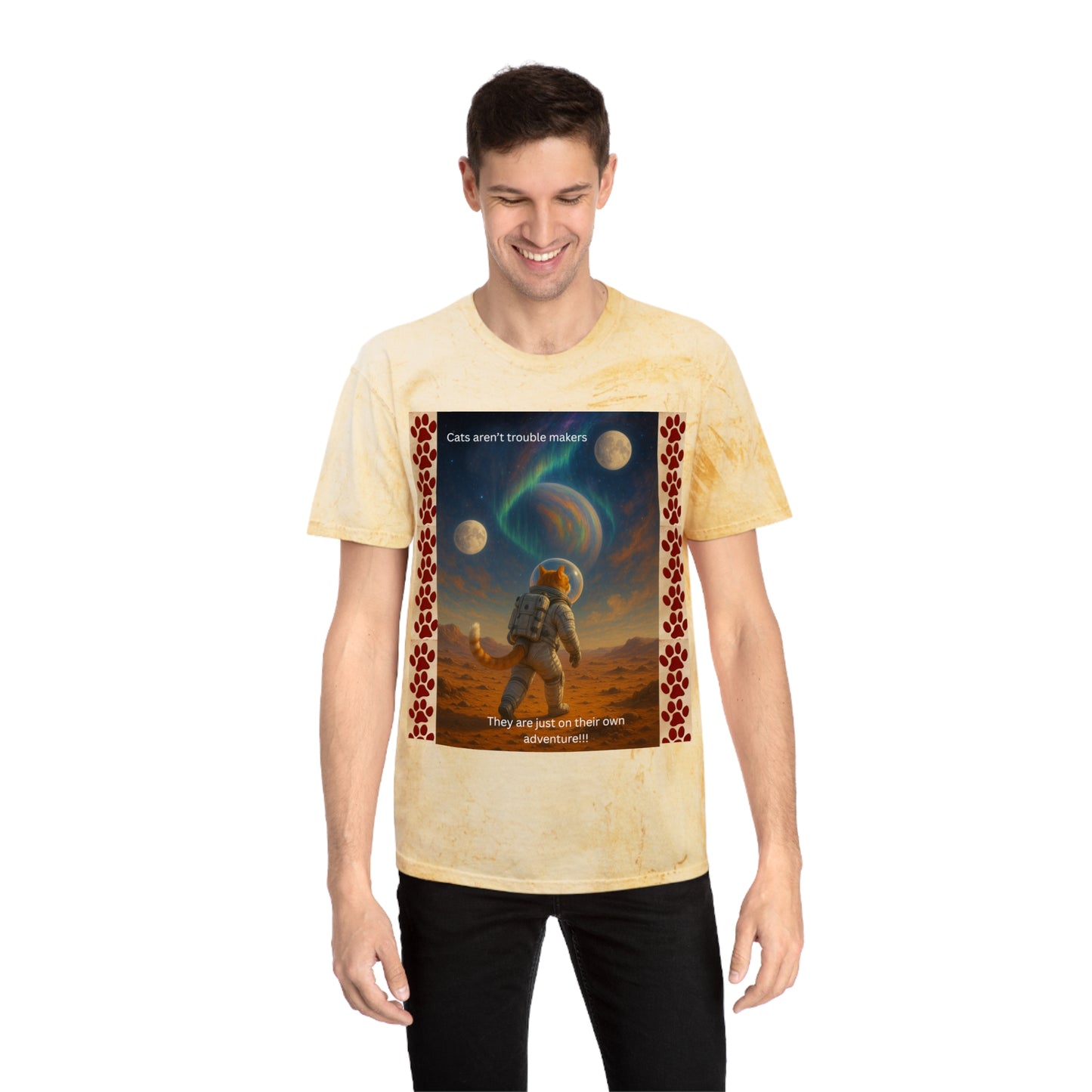 Not Trouble, Just Adventure – Cat Astronaut Graphic Tee