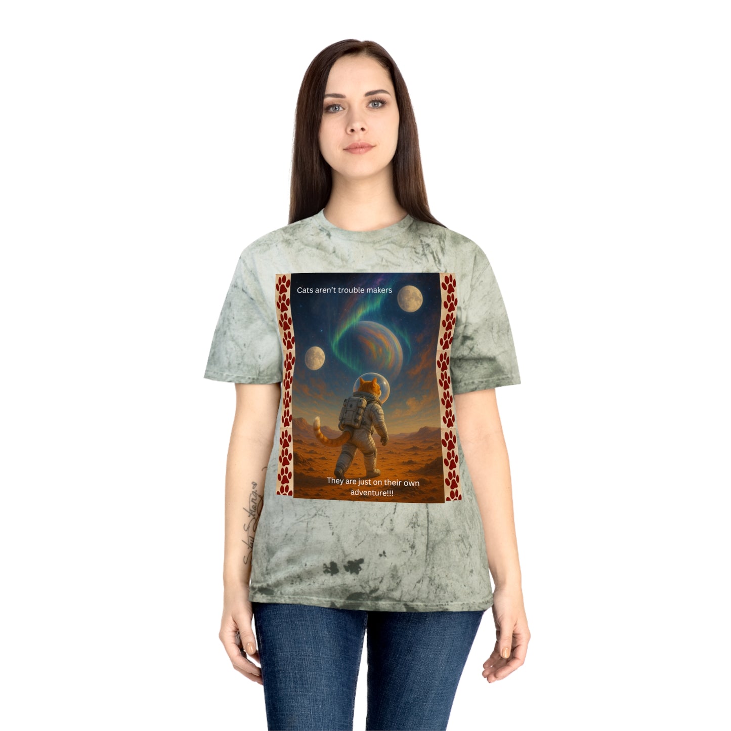 Not Trouble, Just Adventure – Cat Astronaut Graphic Tee