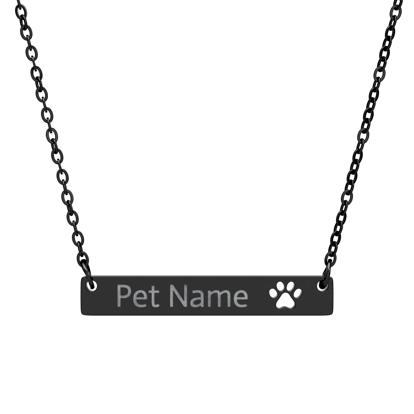 Cutout Paw Bar Necklace (Engraving)
