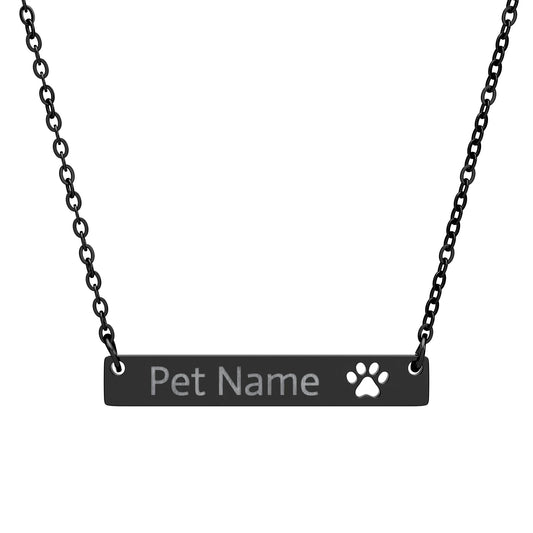 Cutout Paw Bar Necklace (Engraving)