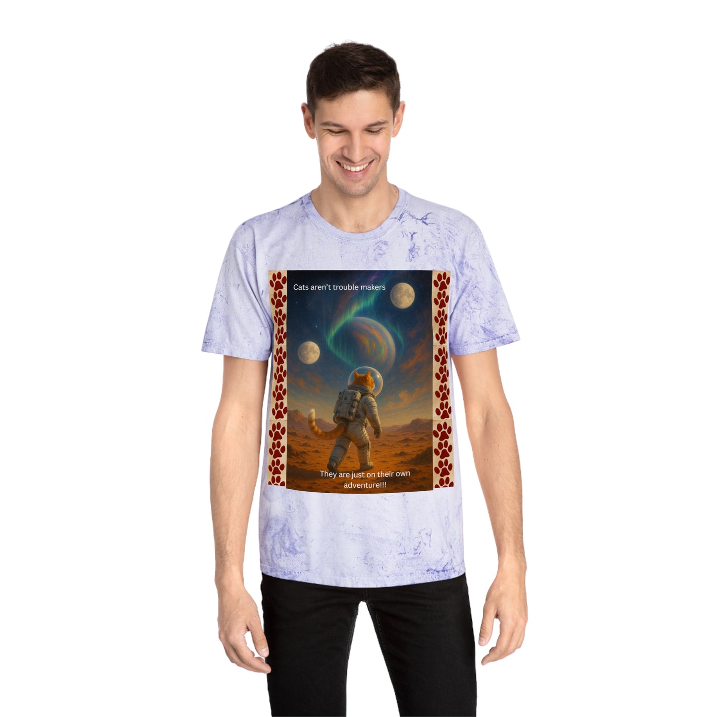 Not Trouble, Just Adventure – Cat Astronaut Graphic Tee