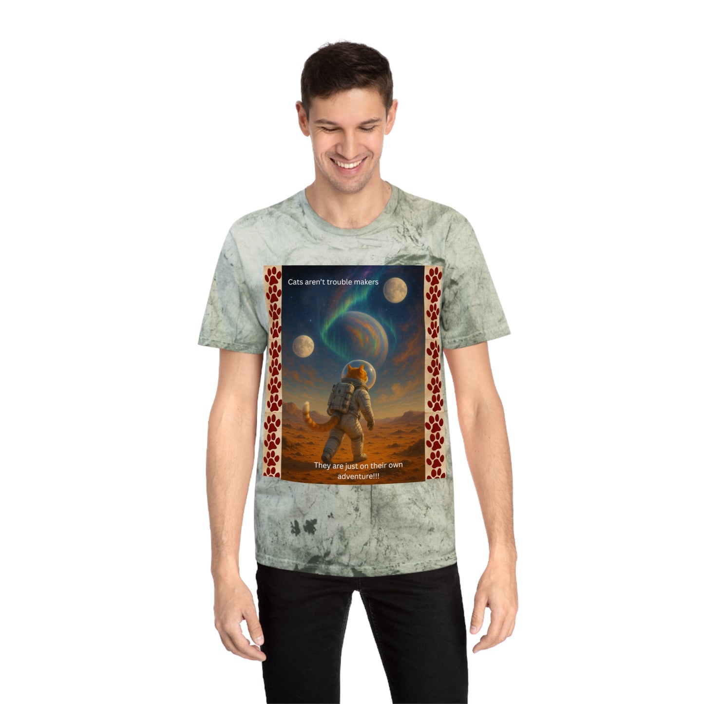 Not Trouble, Just Adventure – Cat Astronaut Graphic Tee