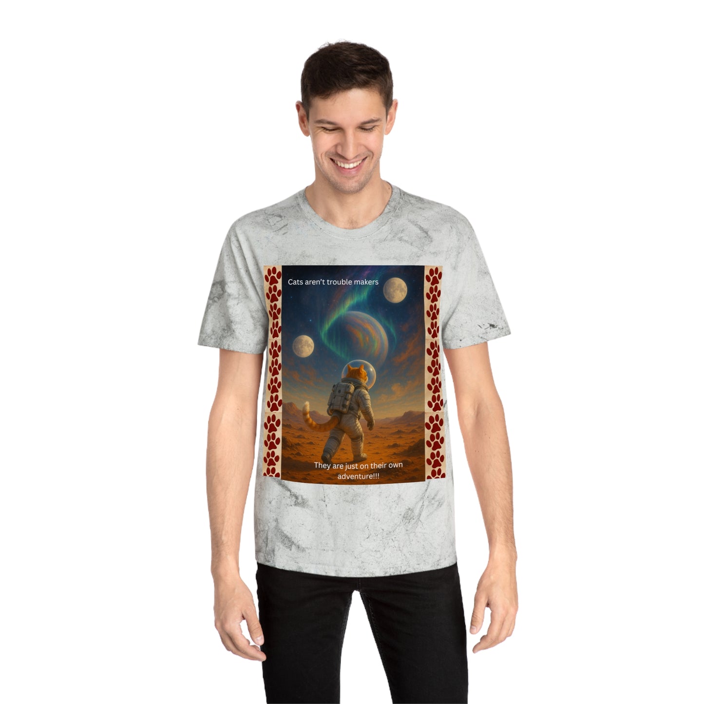 Not Trouble, Just Adventure – Cat Astronaut Graphic Tee