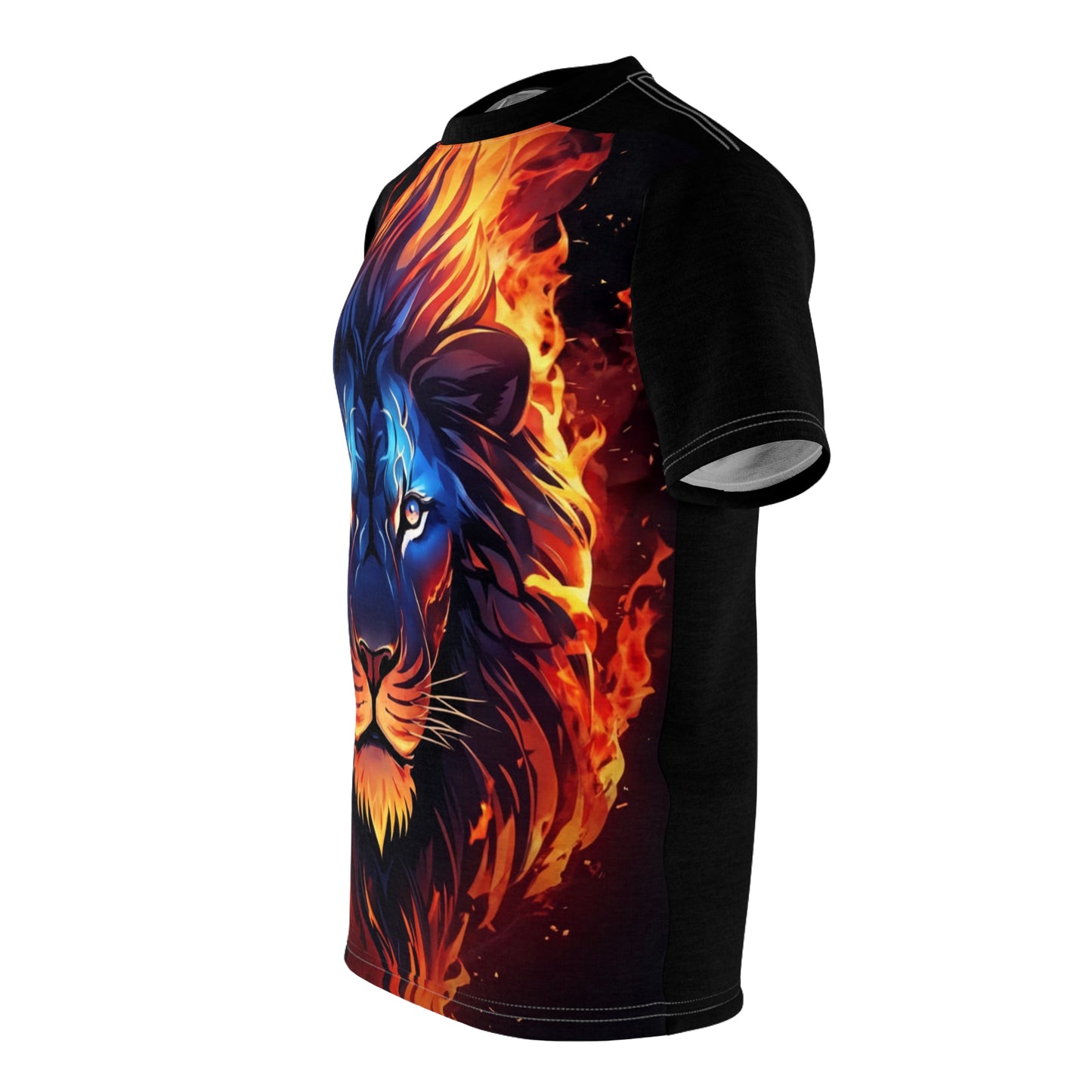Flame Lion Unisex Graphic Tee – All-Over Print Statement Shirt