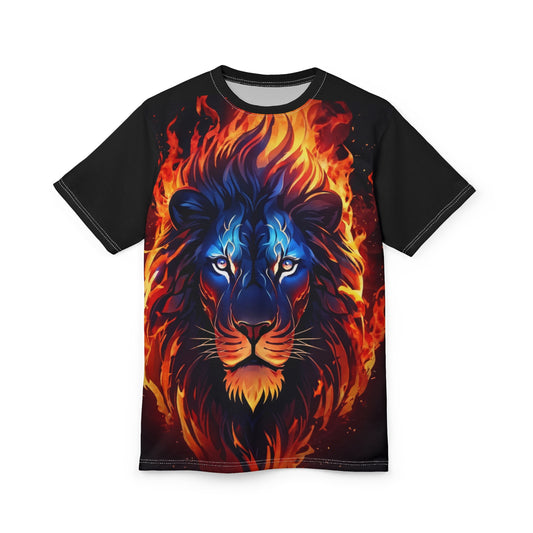 Flame Lion Unisex Graphic Tee – All-Over Print Statement Shirt