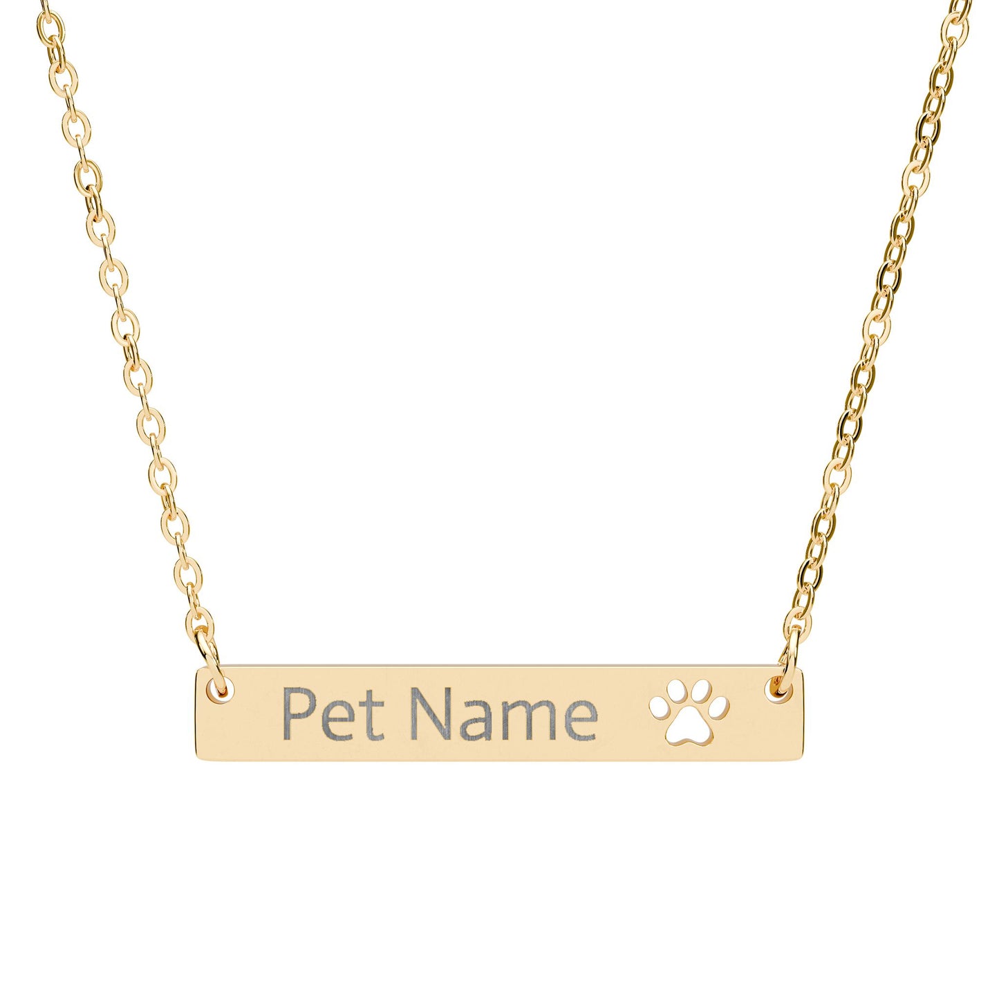 Cutout Paw Bar Necklace (Engraving)